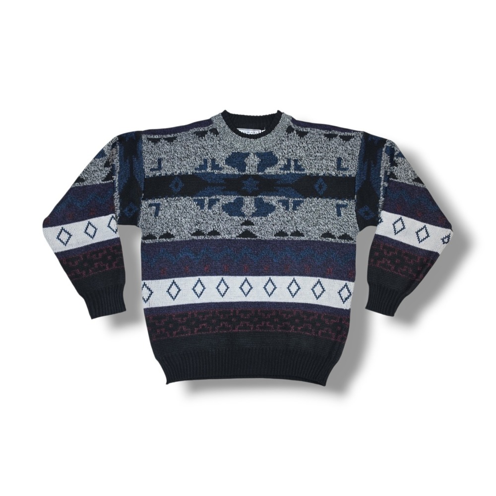 Vintage Michael Gerald Multi-color Geometric 100% Acrylic Sweater Men's Size XL